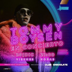 Tommy Boysen anuncia gran concierto en Club Chocolate